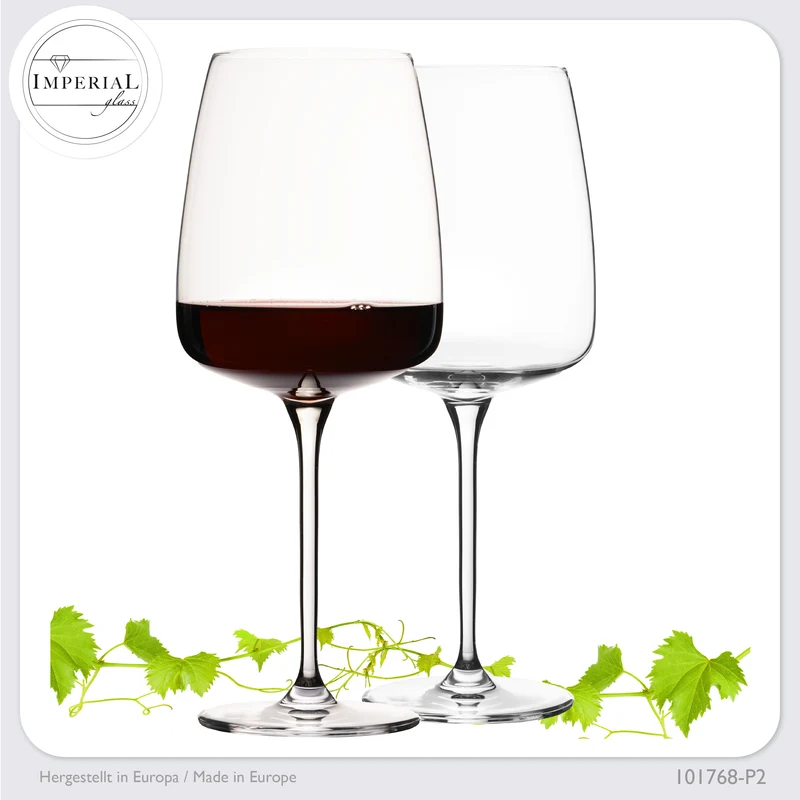 IMPERIAL glass Große eckige Rotweingläser 600ml Set 2-Teilig "Milano" aus Crystalline Glas Spülmaschinenfest