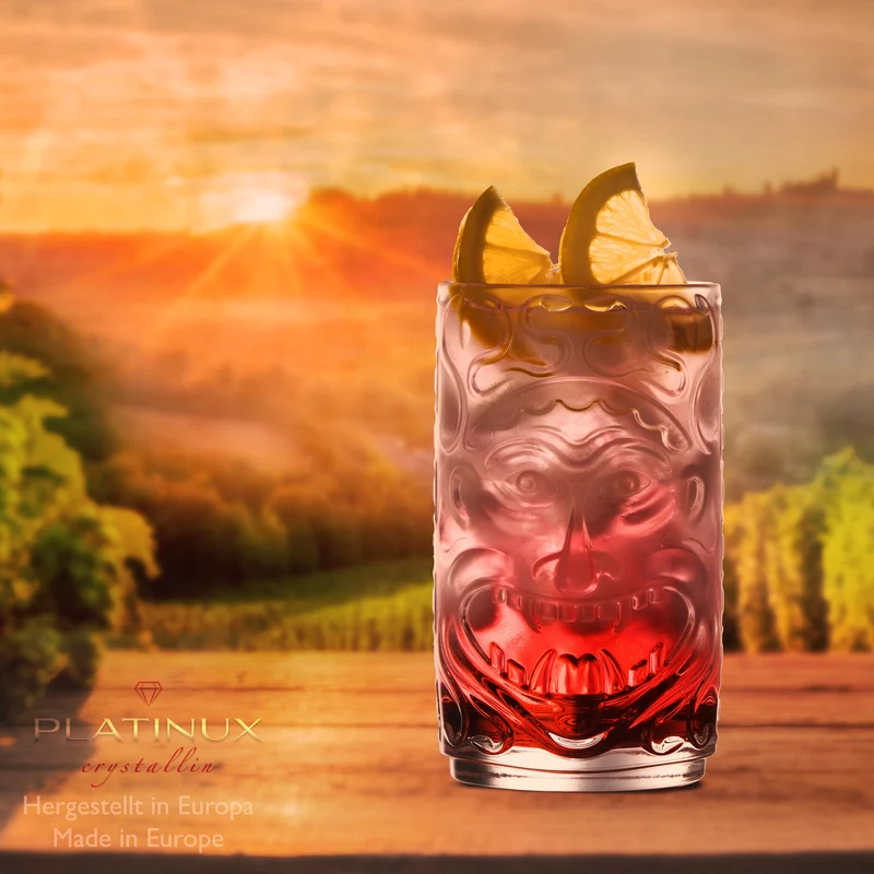 PLATINUX Tiki Gläser Set 4-Teilig aus Glas 350ml (max. 450ml) Cocktailgläser
