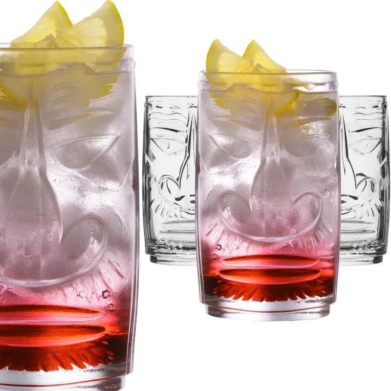 PLATINUX Tiki Gläser Set 4-Teilig aus Glas 350ml (max. 450ml) Cocktailgläser