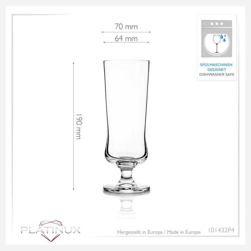 PLATINUX Elegante Cocktailgläser aus Crystalline Glas 300ml Set 4-Teilig