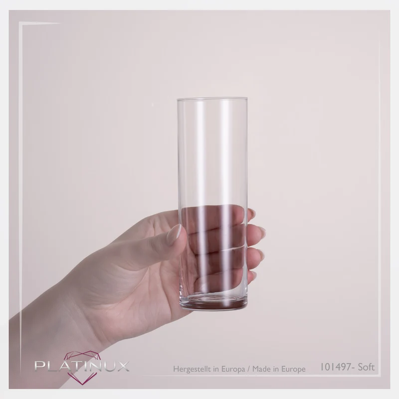 PLATINUX Gerade hohe Trinkgläser 240ml (max 200ml) Set 6-Teilig aus Glas Spülmaschinenfest