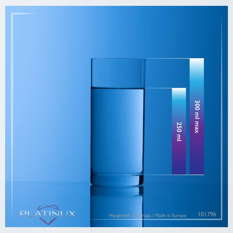 PLATINUX Gerade Trinkgläser 250ml (max 300ml) Set 6-Teilig aus Glas Spülmaschinenfest