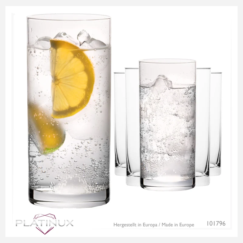 PLATINUX Gerade Trinkgläser 250ml (max 300ml) Set 6-Teilig aus Glas Spülmaschinenfest