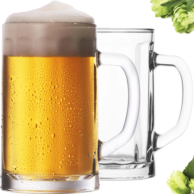 PLATINUX Bierseidel mit Henkel Set 2-Teilig 300ml (max. 350ml) Maßkrug aus Glas