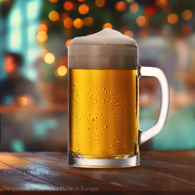 PLATINUX Bierseidel mit Henkel Set 2-Teilig 300ml (max. 350ml) Maßkrug aus Glas