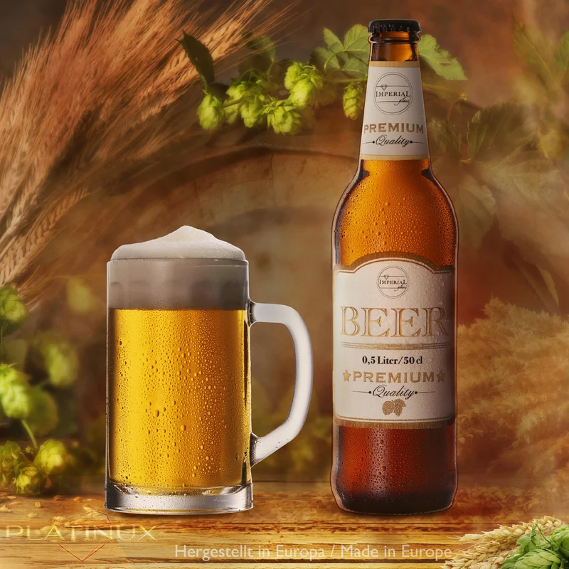 PLATINUX Bierseidel mit Henkel Set 2-Teilig 300ml (max. 350ml) Maßkrug aus Glas