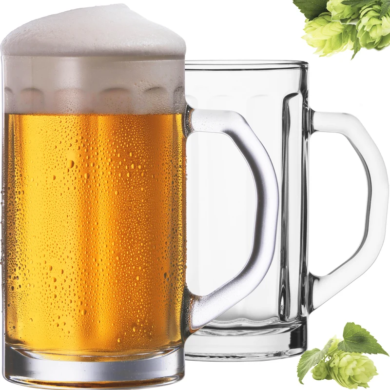 PLATINUX Bierseidel mit Henkel Set 2-Teilig 500ml (max. 650ml) Maßkrug aus Glas