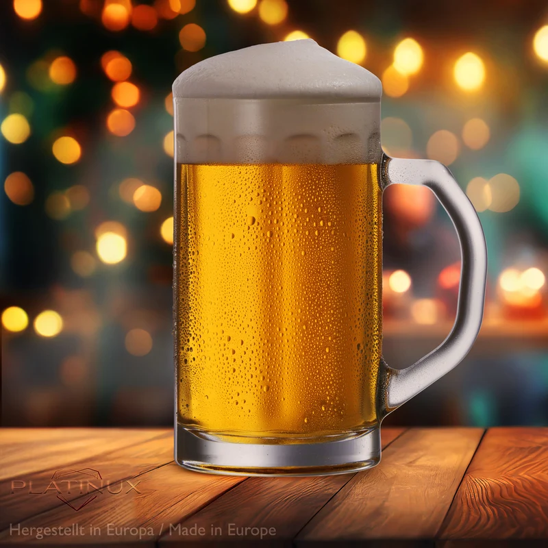 PLATINUX Bierseidel mit Henkel Set 2-Teilig 500ml (max. 650ml) Maßkrug aus Glas