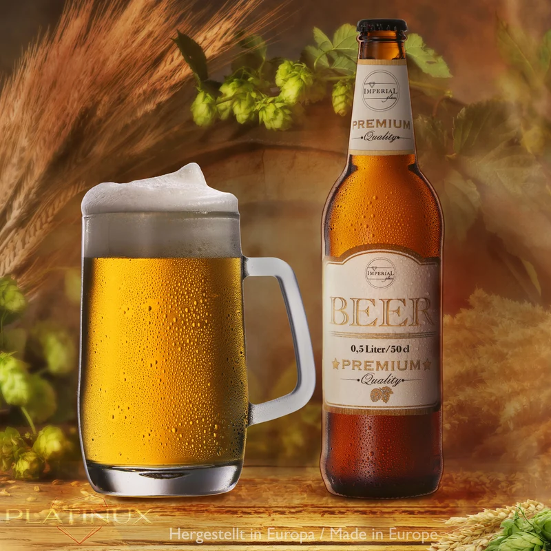 PLATINUX Bierseidel mit Henkel Set 2-Teilig 500ml (max. 580ml) Maßkrug aus Glas