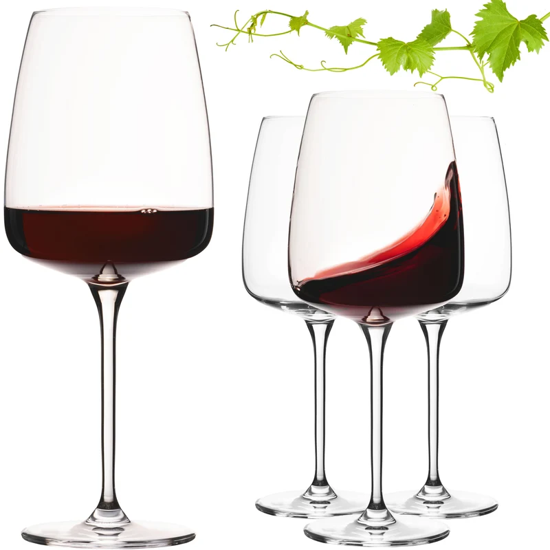 IMPERIAL glass Große eckige Rotweingläser 600ml Set 4-Teilig "Milano" aus Crystalline Glas Spülmaschinenfest
