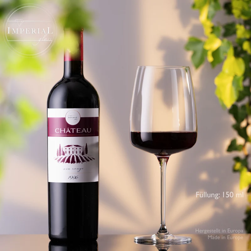 IMPERIAL glass Große eckige Rotweingläser 600ml Set 4-Teilig "Milano" aus Crystalline Glas Spülmaschinenfest