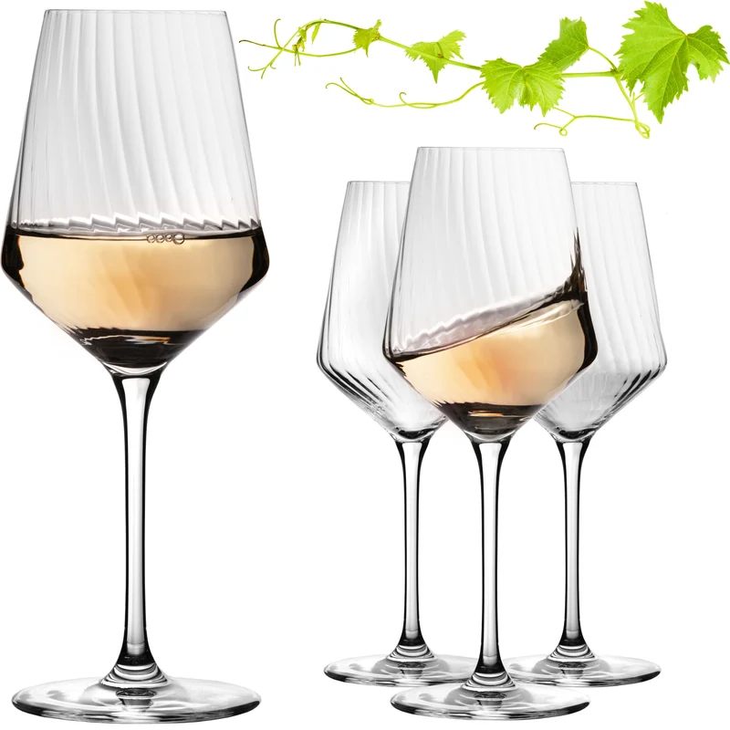 IMPERIAL glass geriffelte Weißweingläser 460ml "London" Set 4-Teilig aus Crystalline Glas