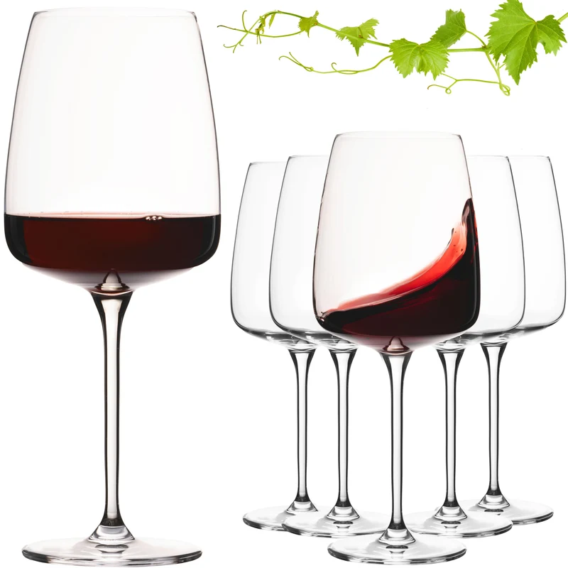 IMPERIAL glass Große eckige Rotweingläser 600ml Set 6-Teilig "Milano" aus Crystalline Glas Spülmaschinenfest