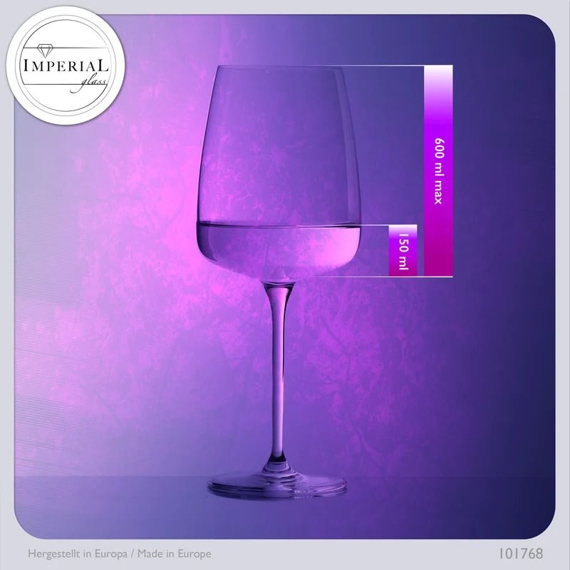 IMPERIAL glass Große eckige Rotweingläser 600ml Set 6-Teilig "Milano" aus Crystalline Glas Spülmaschinenfest