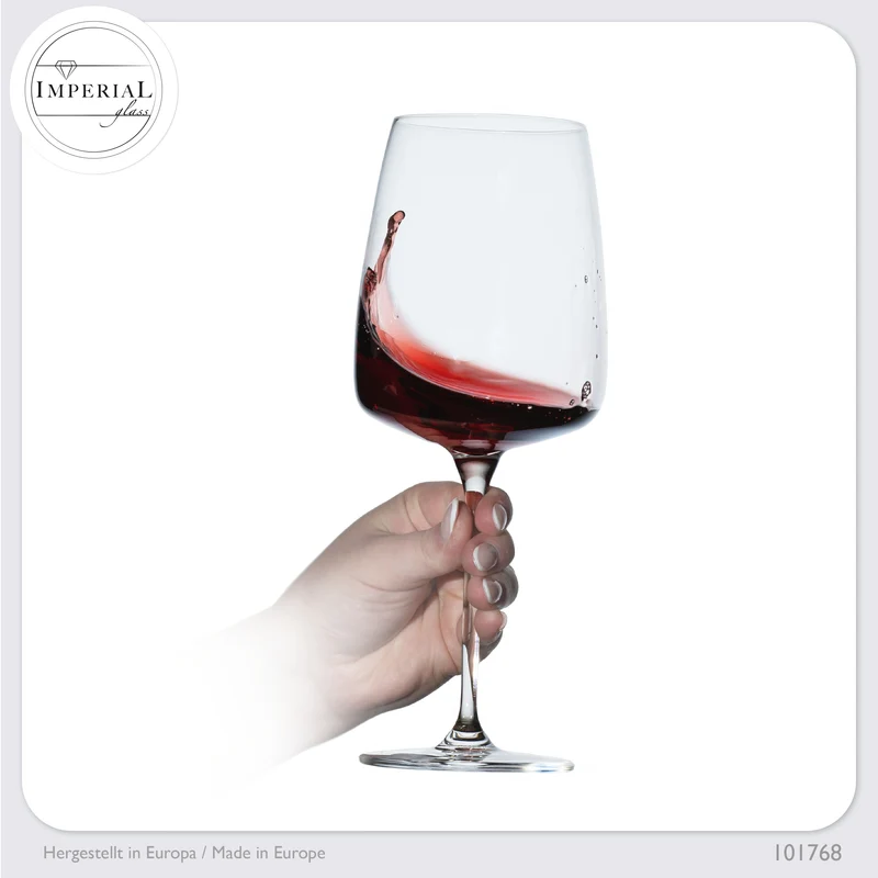 IMPERIAL glass Große eckige Rotweingläser 600ml Set 6-Teilig "Milano" aus Crystalline Glas Spülmaschinenfest