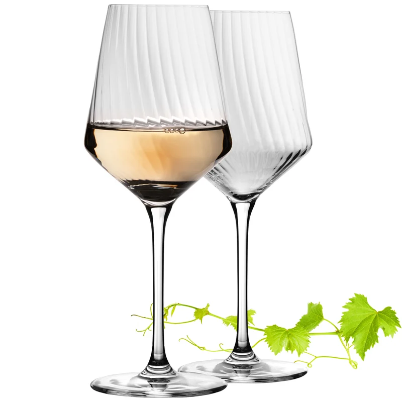 IMPERIAL glass geriffelte Weißweingläser 460ml "London" Set 2-Teilig aus Crystalline Glas