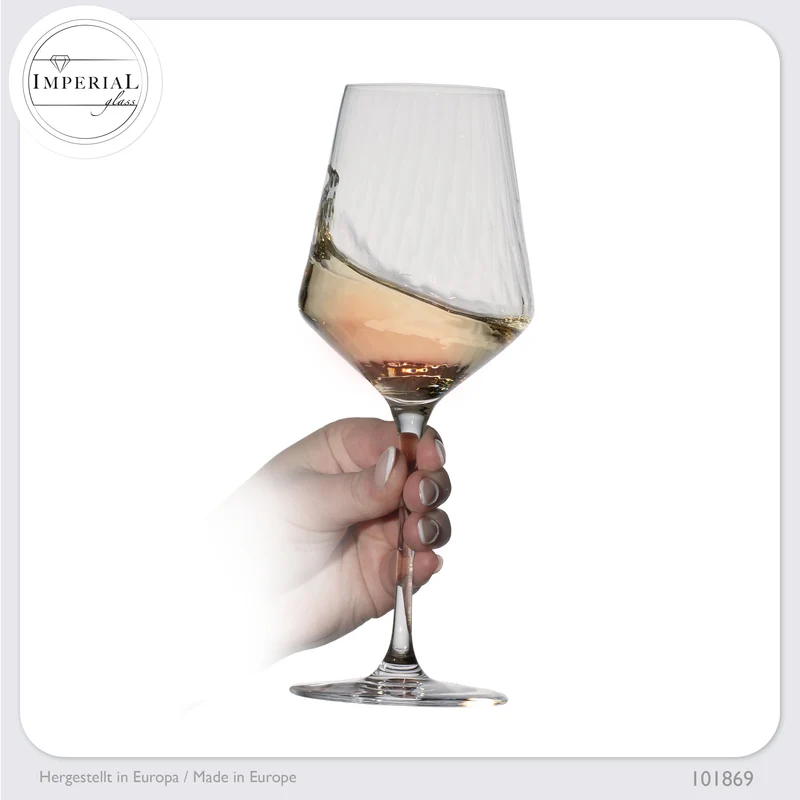 IMPERIAL glass geriffelte Weißweingläser 460ml "London" Set 2-Teilig aus Crystalline Glas