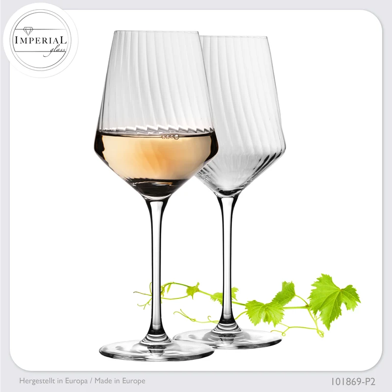 IMPERIAL glass geriffelte Weißweingläser 460ml "London" Set 2-Teilig aus Crystalline Glas