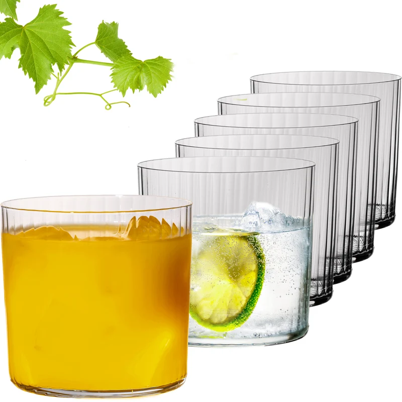 IMPERIAL geriffelte Trinkgläser 350ml 6er Set aus Crystalline Glas "London" Spülmaschinenfest