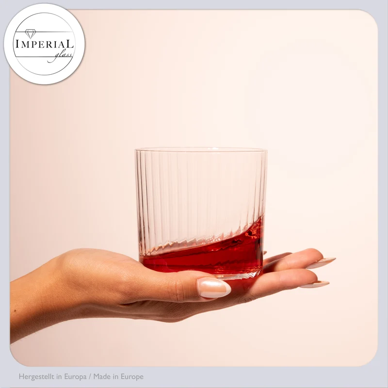 IMPERIAL geriffelte Trinkgläser 350ml 6er Set aus Crystalline Glas "London" Spülmaschinenfest