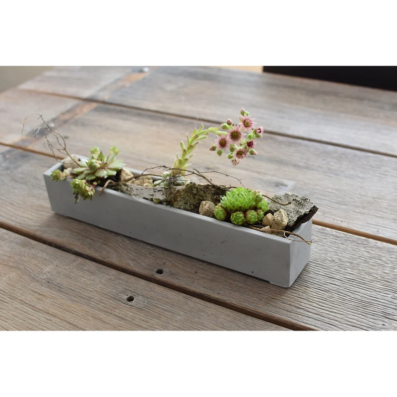Beton Blumenkasten grau, länglich