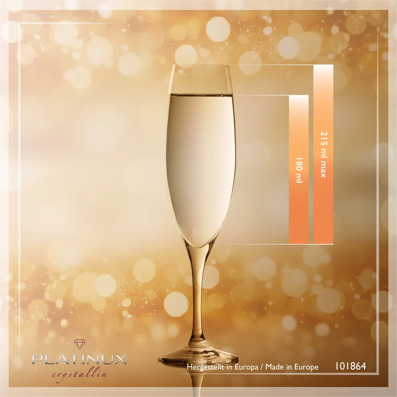 PLATINUX Champagnergläser 180ml (max. 215ml) aus Crystalline Glas Set 2-Teilig Spülmaschinenfest