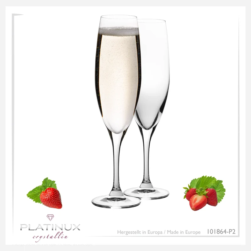 PLATINUX Champagnergläser 180ml (max. 215ml) aus Crystalline Glas Set 2-Teilig Spülmaschinenfest