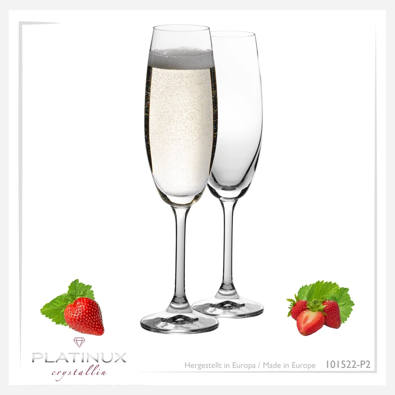 PLATINUX Sektgläser 170ml (max. 200ml) aus Crystalline Glas Set 2-Teilig Spülmaschinenfest