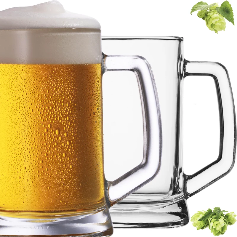 PLATINUX Bierseidel mit Henkel 0,5 Liter Set 2 Teilig Bierkrüge