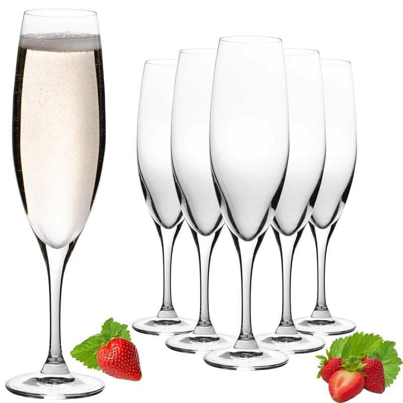 PLATINUX Champagnergläser 180ml (max. 215ml) aus Crystalline Glas Set 6-Teilig Spülmaschinenfest