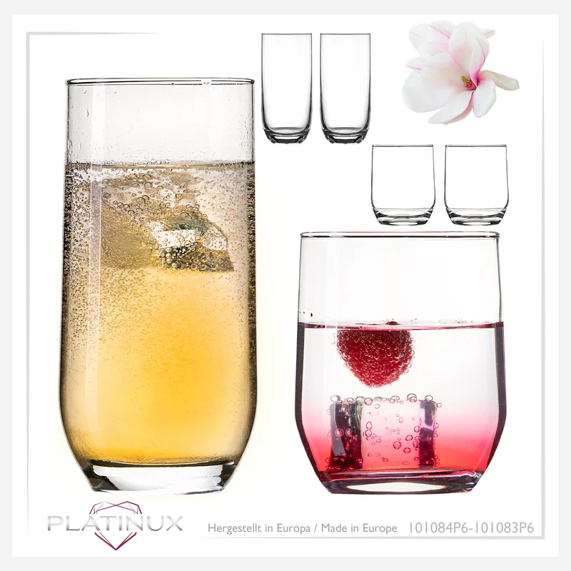 PLATINUX Elegante Trinkgläser aus Glas 240ml & 360ml Set 6-Teilig Spülmaschinenfest