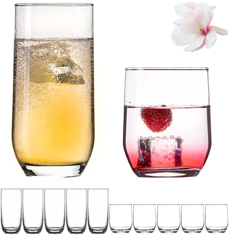 PLATINUX Elegante Trinkgläser aus Glas 240ml & 360ml Set 12-Teilig Spülmaschinenfest