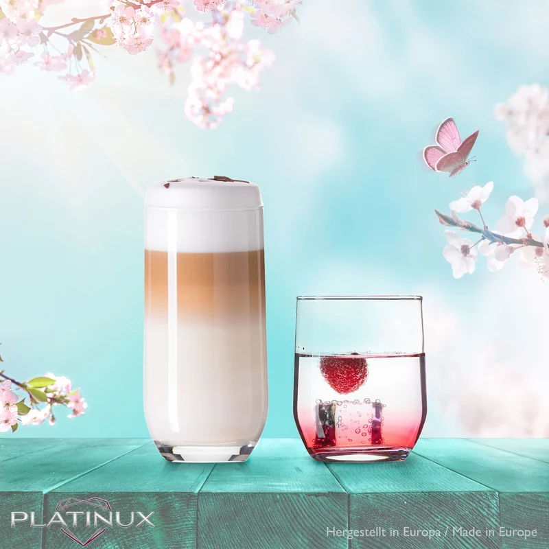PLATINUX Elegante Trinkgläser aus Glas 240ml & 360ml Set 12-Teilig Spülmaschinenfest