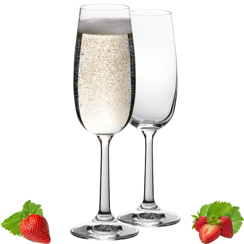 PLATINUX Sektgläser 150ml (max. 180ml) Sektkelche aus Crystalline Glas Set 2-Teilig Spülmaschinenfest