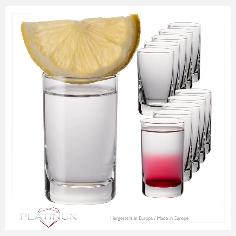 PLATINUX Shotgläser 30ml 12er Set Schnapsgläser aus Glas Spülmaschinenfest