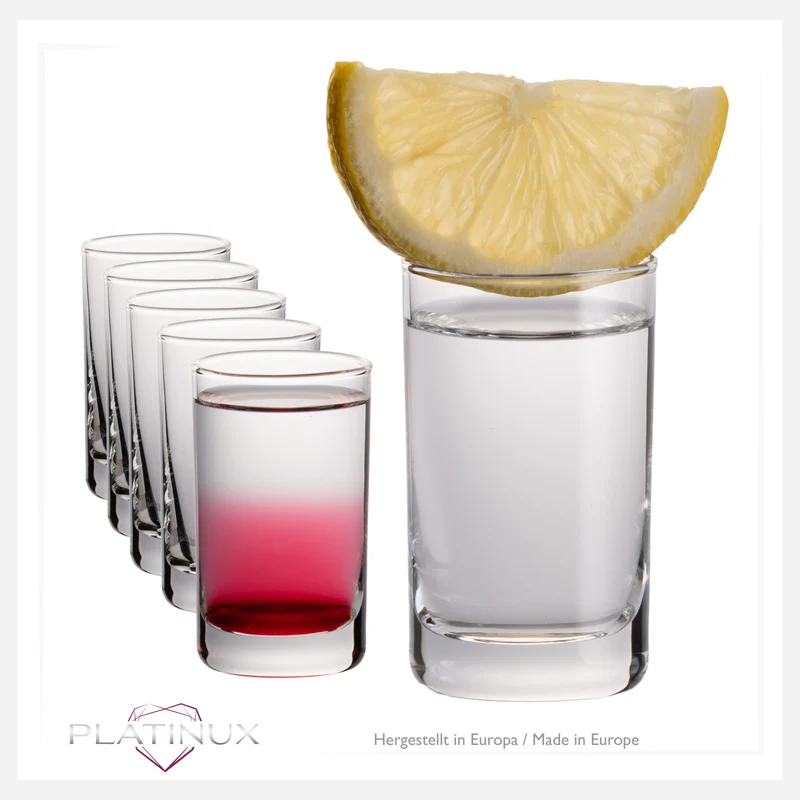 PLATINUX Shotgläser 30ml 6er Set Schnapsgläser aus Glas Spülmaschinenfest
