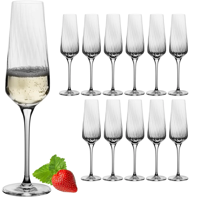 IMPERIAL glass geriffelte Sektkelche 200ml (max 230ml) "London" Set 12-Teilig aus Crystalline Glas