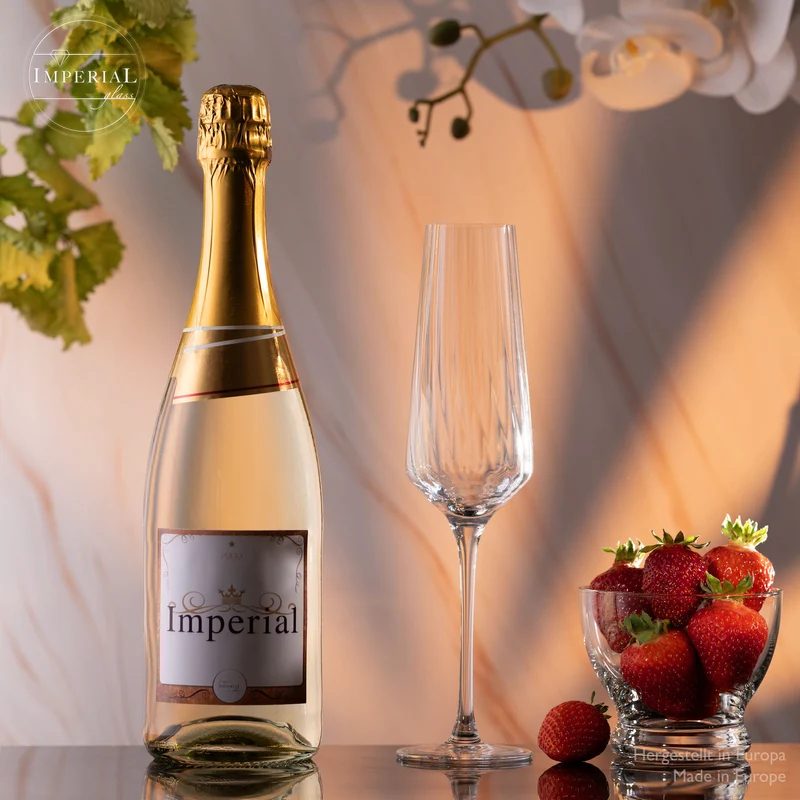 IMPERIAL glass geriffelte Sektkelche 200ml (max 230ml) "London" Set 12-Teilig aus Crystalline Glas