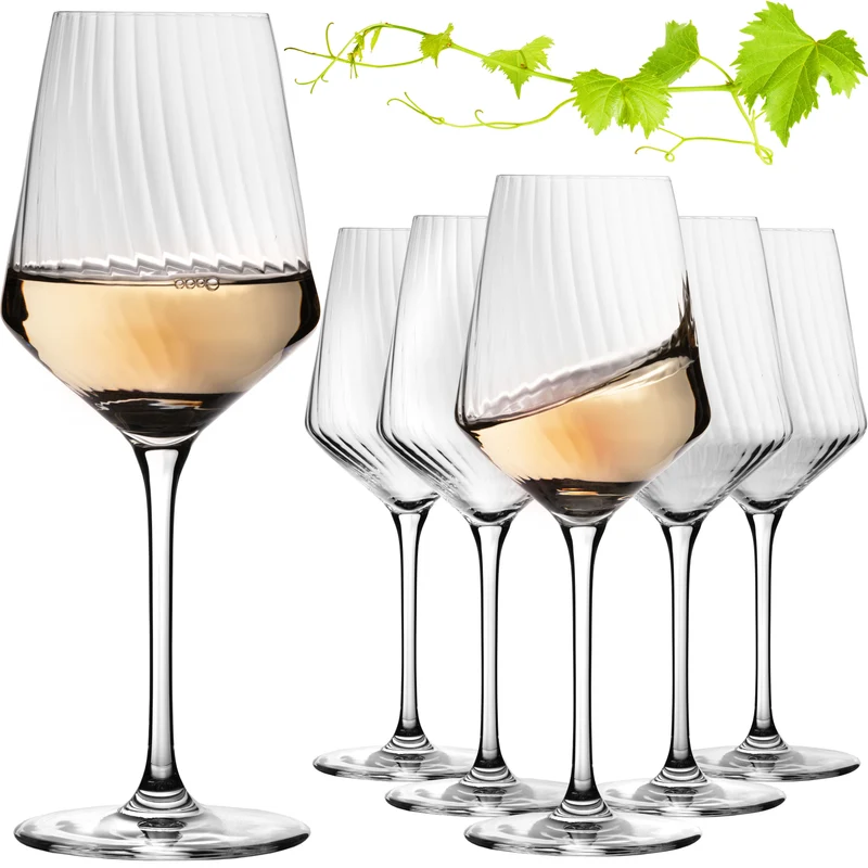 IMPERIAL glass geriffelte Weißweingläser 460ml "London" Set 6-Teilig aus Crystalline Glas