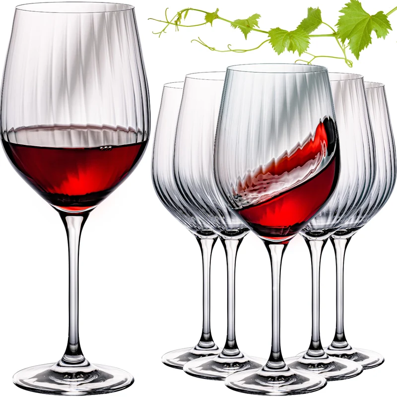 IMPERIAL glass geriffelte Rotweingläser 450ml "London" Set 6-Teilig aus Crystalline Glas