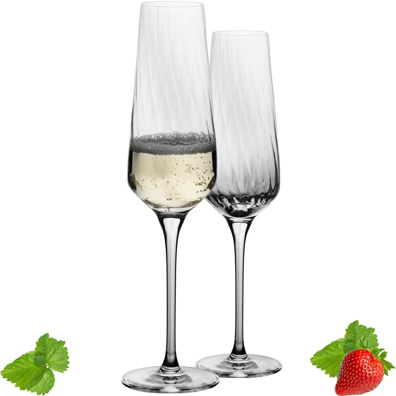 IMPERIAL glass geriffelte Sektkelche 200ml (max 230ml) "London" Set 2-Teilig aus Crystalline Glas