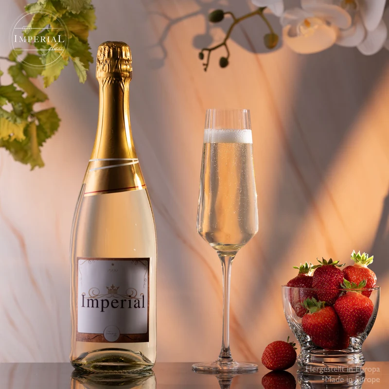 IMPERIAL glass geriffelte Sektkelche 200ml (max 230ml) "London" Set 2-Teilig aus Crystalline Glas