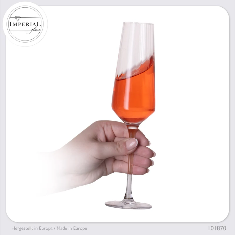 IMPERIAL glass geriffelte Sektkelche 200ml (max 230ml) "London" Set 2-Teilig aus Crystalline Glas