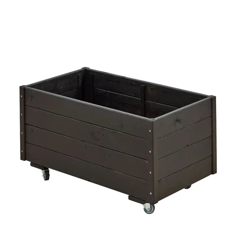 Pflanzkasten 'Basic' | mit Rollen | L 88 x B 48 x H 47 cm | Nadelholz fungizidbehandelt | Beschläge feuerverzinkt | schwarz lackiert | Made in Europe