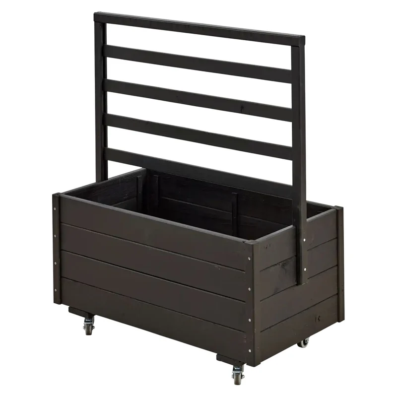 Pflanzkasten 'Basic' | mit Rollen | L 88 x B 48 x H 47 cm | Nadelholz fungizidbehandelt | Beschläge feuerverzinkt | schwarz lackiert | Made in Europe
