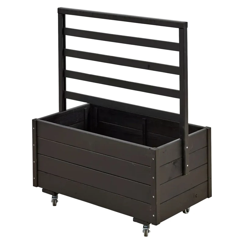 Pflanzkasten 'Basic' | mit Rollen | L 88 x B 48 x H 47 cm | Nadelholz fungizidbehandelt | Beschläge feuerverzinkt | schwarz lackiert | Made in Europe