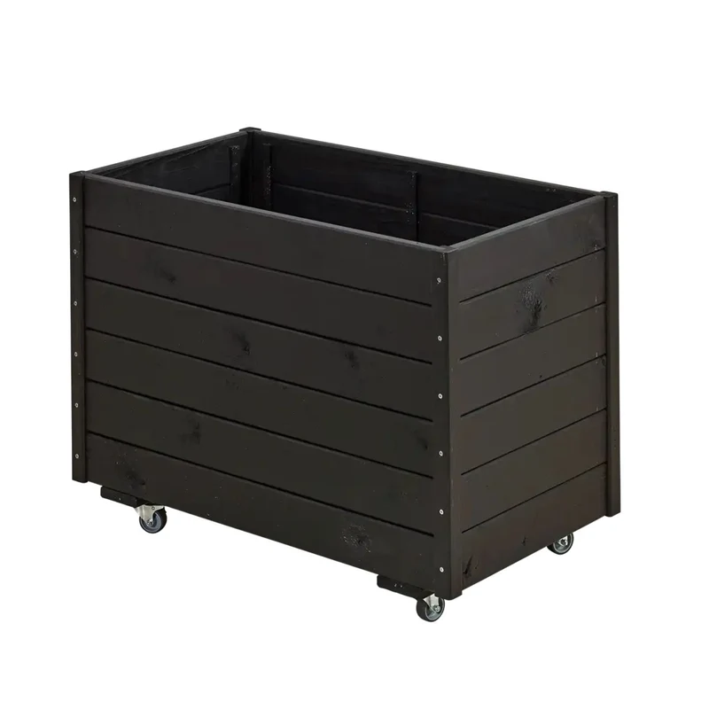 Pflanzkasten 'Basic' | mit Rollen | L 88 x B 48 x H 66 cm | Nadelholz fungizidbehandelt | Beschläge feuerverzinkt | schwarz lackiert | Made in Europe