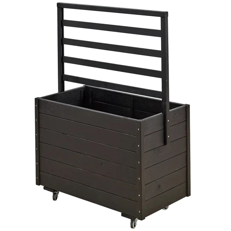 Pflanzkasten 'Basic' | mit Rollen | L 88 x B 48 x H 66 cm | Nadelholz fungizidbehandelt | Beschläge feuerverzinkt | schwarz lackiert | Made in Europe