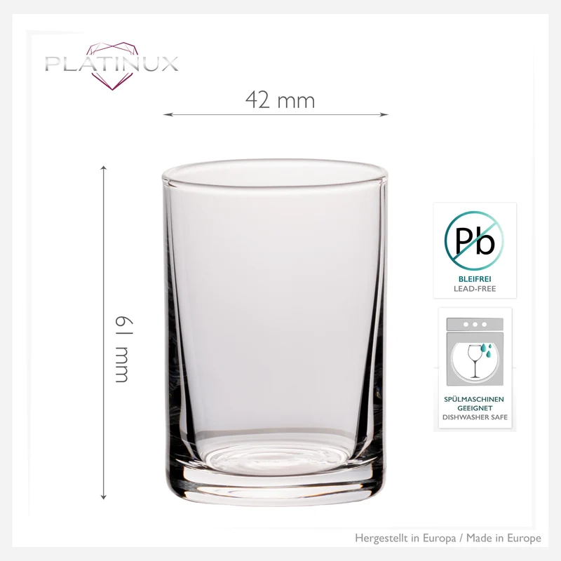 PLATINUX Shotgläser Set 6 Stück - Schnapsgläser 60ml klar spülmaschinenfest