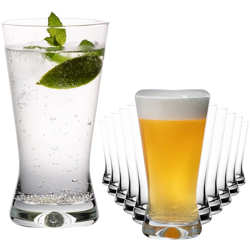 PLATINUX Trinkgläser 300ml X-Form Set 12-Teilig aus Glas "CrossLine" Spülmaschinenfest
